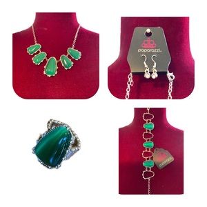 Think PROM or WEDDING. Super classy and elegant silvertone with green stones ….